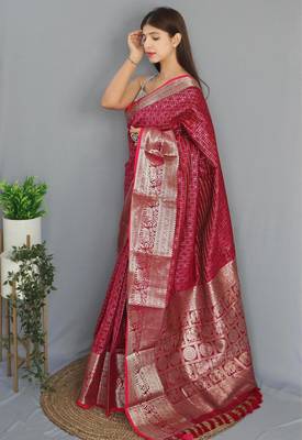 Pink art silk  woven saree 2