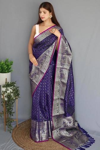 Purple art silk  woven saree