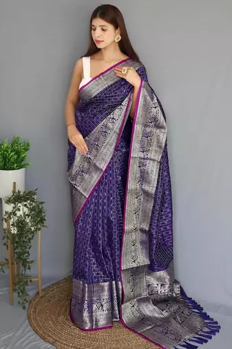 Purple art silk  woven saree