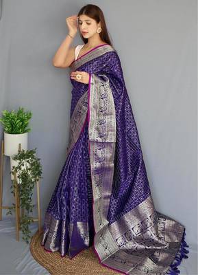 Purple art silk  woven saree 2