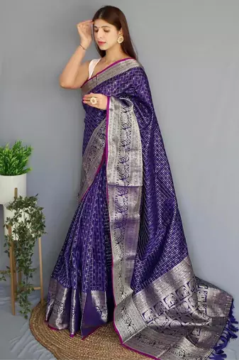 Purple art silk  woven saree