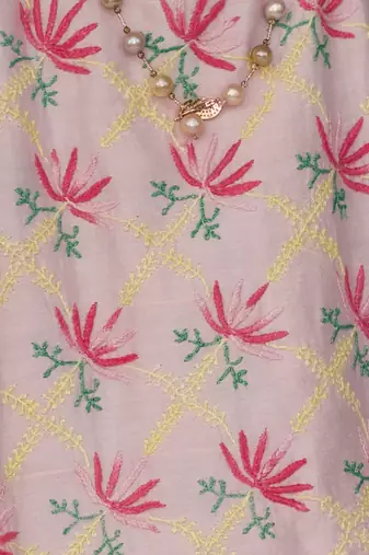 Blush Pink embroidered pure chanderi sharara set