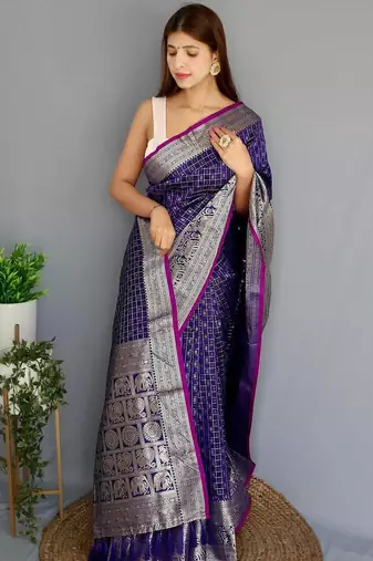 Purple art silk  woven saree