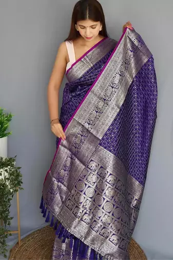 Purple art silk  woven saree