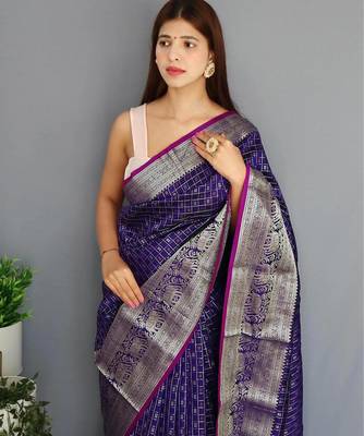 Purple art silk  woven saree 5