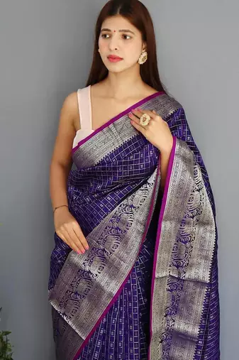Purple art silk  woven saree