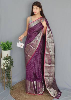 Wine art silk  woven saree 1