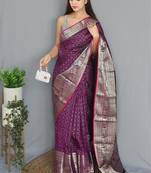 Wine art silk  woven saree