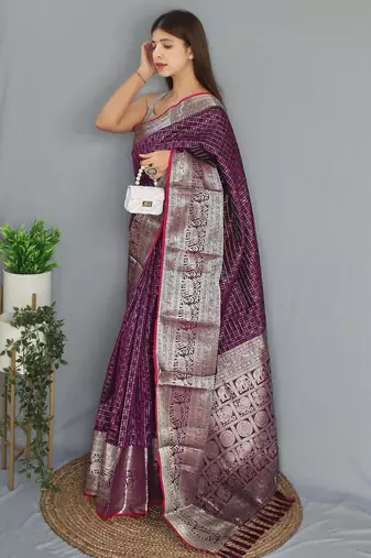 Wine art silk  woven saree