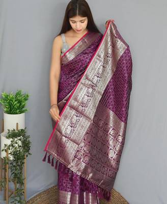 Wine art silk  woven saree 3