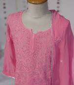 Pink embroidered viscose sharara set