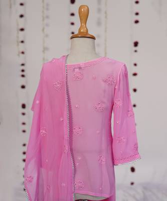 Pink embroidered viscose sharara set 2