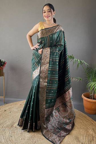 Green art silk  woven saree