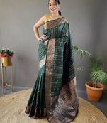 Green art silk  woven saree