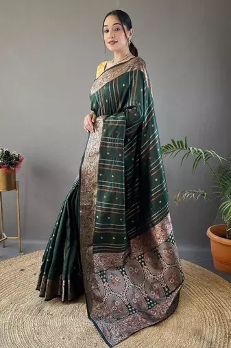 Green art silk  woven saree