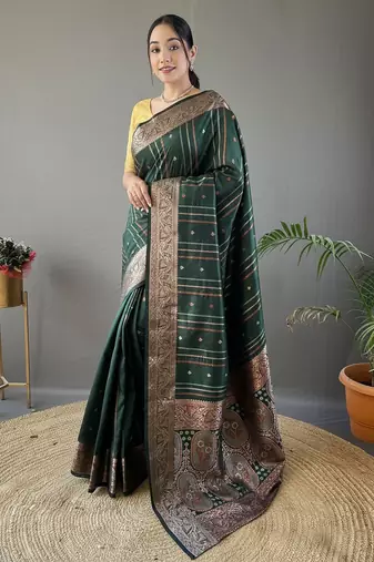 Green art silk  woven saree