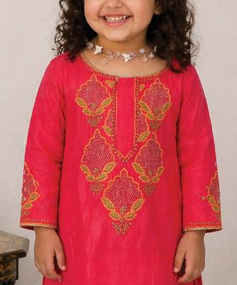 Pink embroidered pure silk sharara set 2