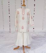 Cream embroidered pure chanderi sharara set
