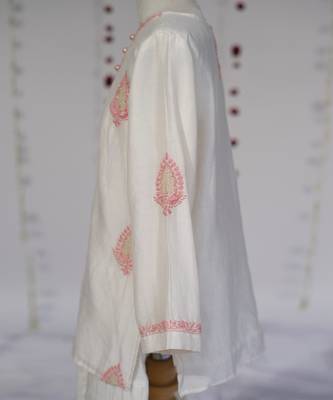 Cream embroidered pure chanderi sharara set 3