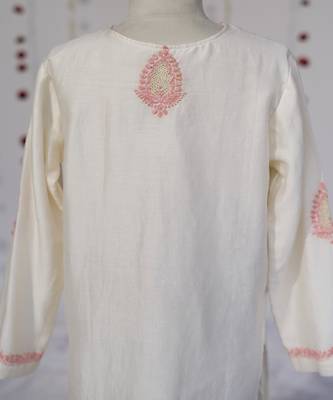 Cream embroidered pure chanderi sharara set 4