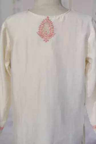 Cream embroidered pure chanderi sharara set