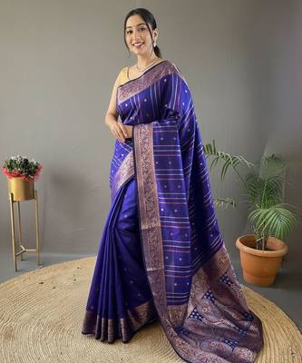 Purple art silk  woven saree 1