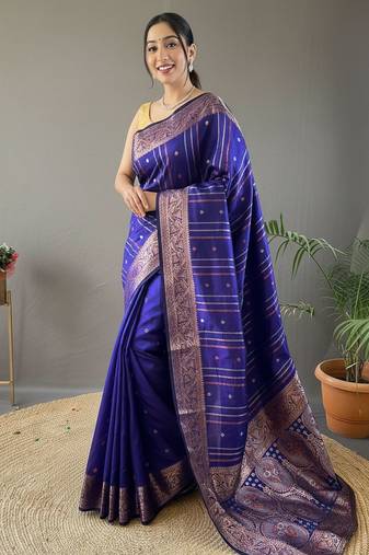 Purple art silk  woven saree