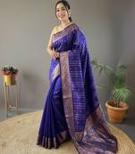 Purple art silk  woven saree
