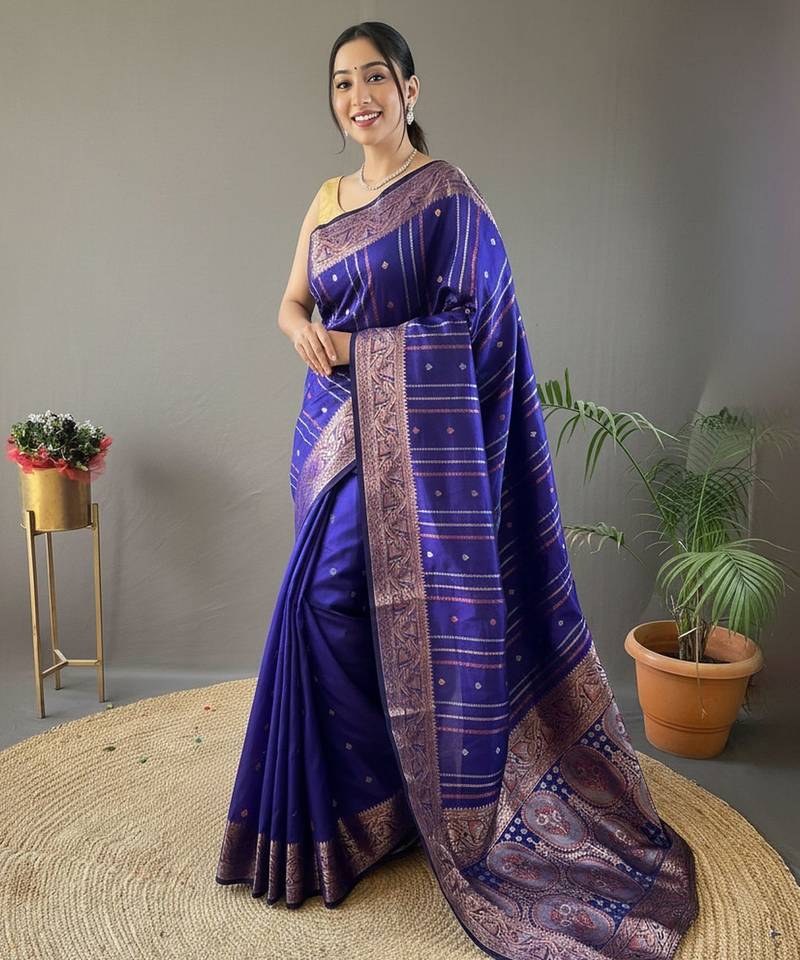 Purple art silk  woven saree