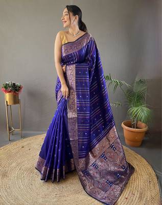 Purple art silk  woven saree 2