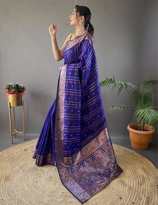 Purple art silk  woven saree 3