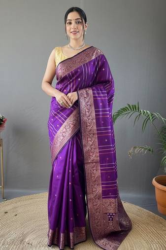 Wine art silk  woven saree