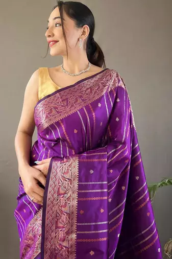 Wine art silk  woven saree