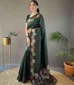 Green art silk  woven saree