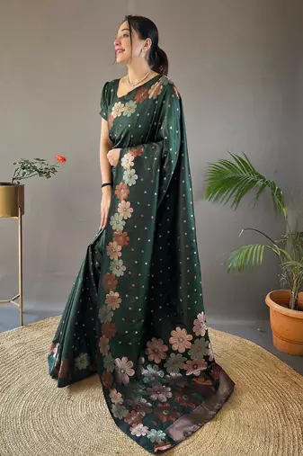 Green art silk  woven saree