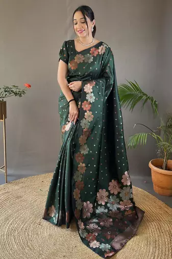Green art silk  woven saree