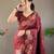 Maroon art silk  woven saree