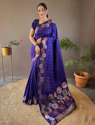 Purple art silk  woven saree 2