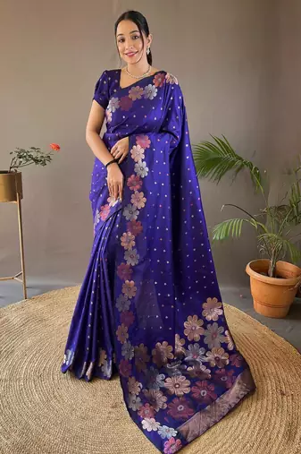 Purple art silk  woven saree