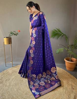 Purple art silk  woven saree 3