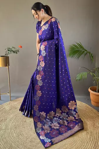 Purple art silk  woven saree