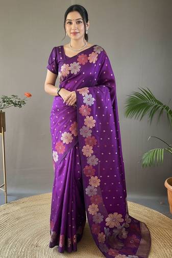 Wine art silk  woven saree