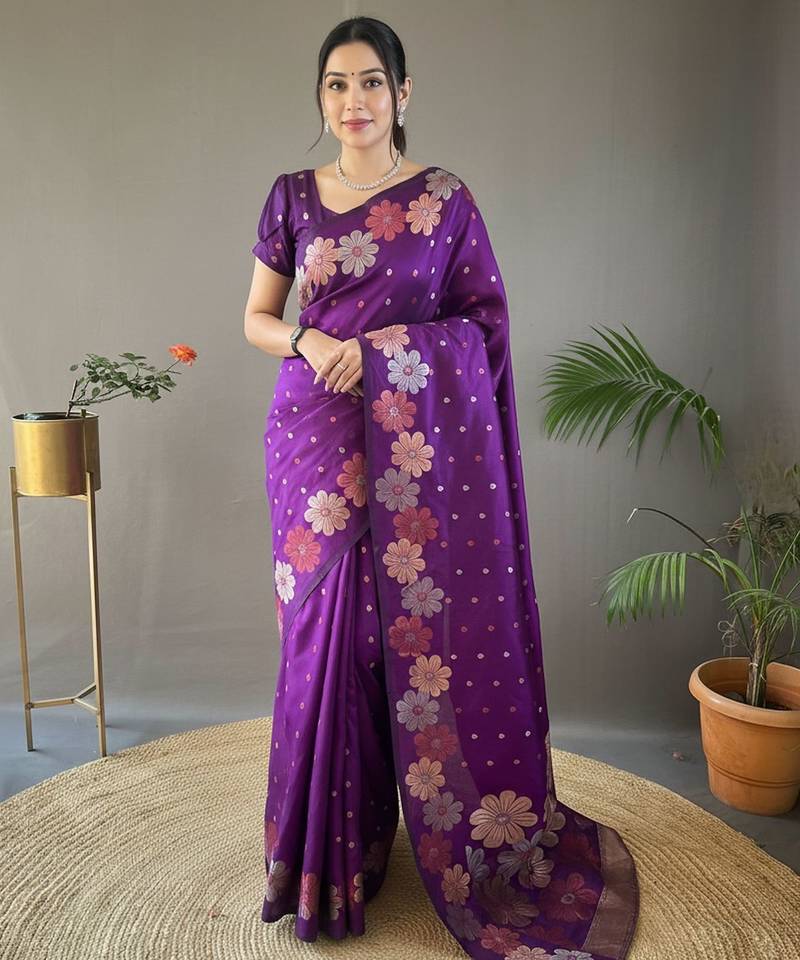 Wine art silk  woven saree