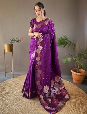 Wine art silk  woven saree 2