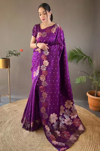 Wine art silk  woven saree