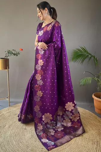 Wine art silk  woven saree