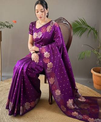 Wine art silk  woven saree 4