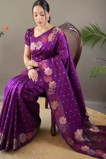 Wine art silk  woven saree