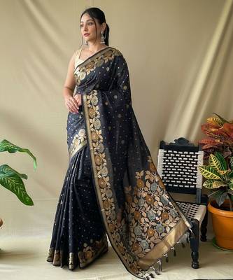 Black art silk  woven saree 2