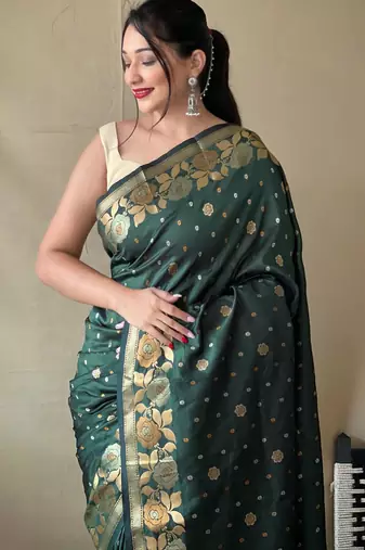 Green art silk  woven saree